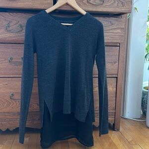 Maison Coupe charcoal grey long length v-neck sweater